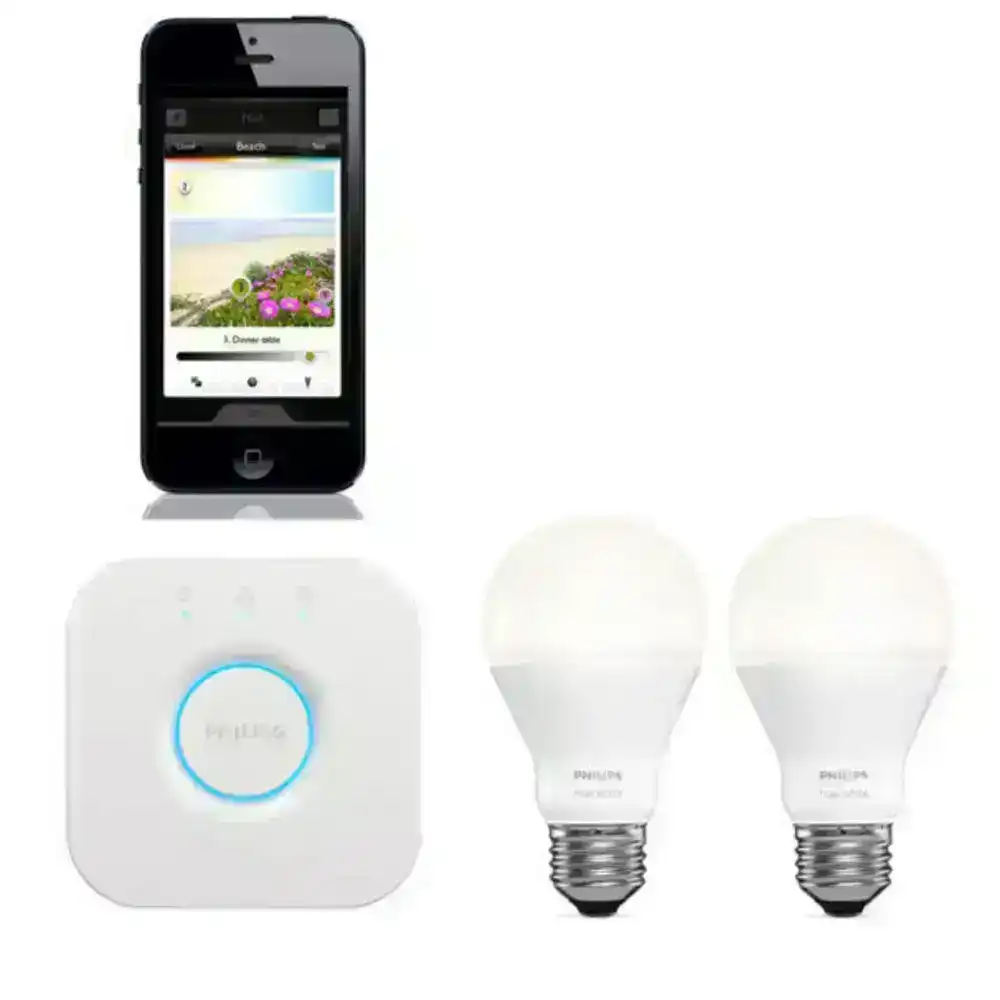 Philips Hue Wi-Fi Starter Kit w/ 2.0 Bridge/2x Warm White E27 LED Light Bulb/App