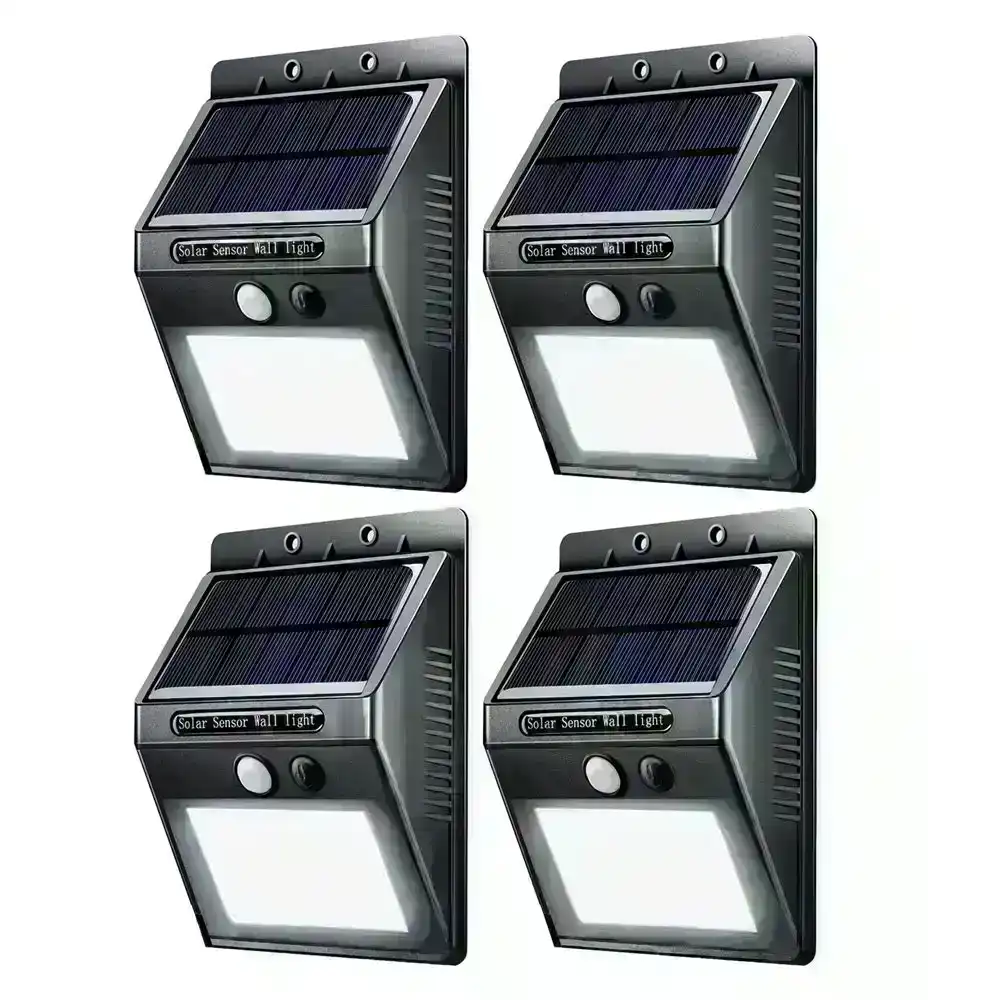 4x Sansai Wall Motion Sensor Solar Rechargeable LED Indoor/Outdoor/Garden Lights