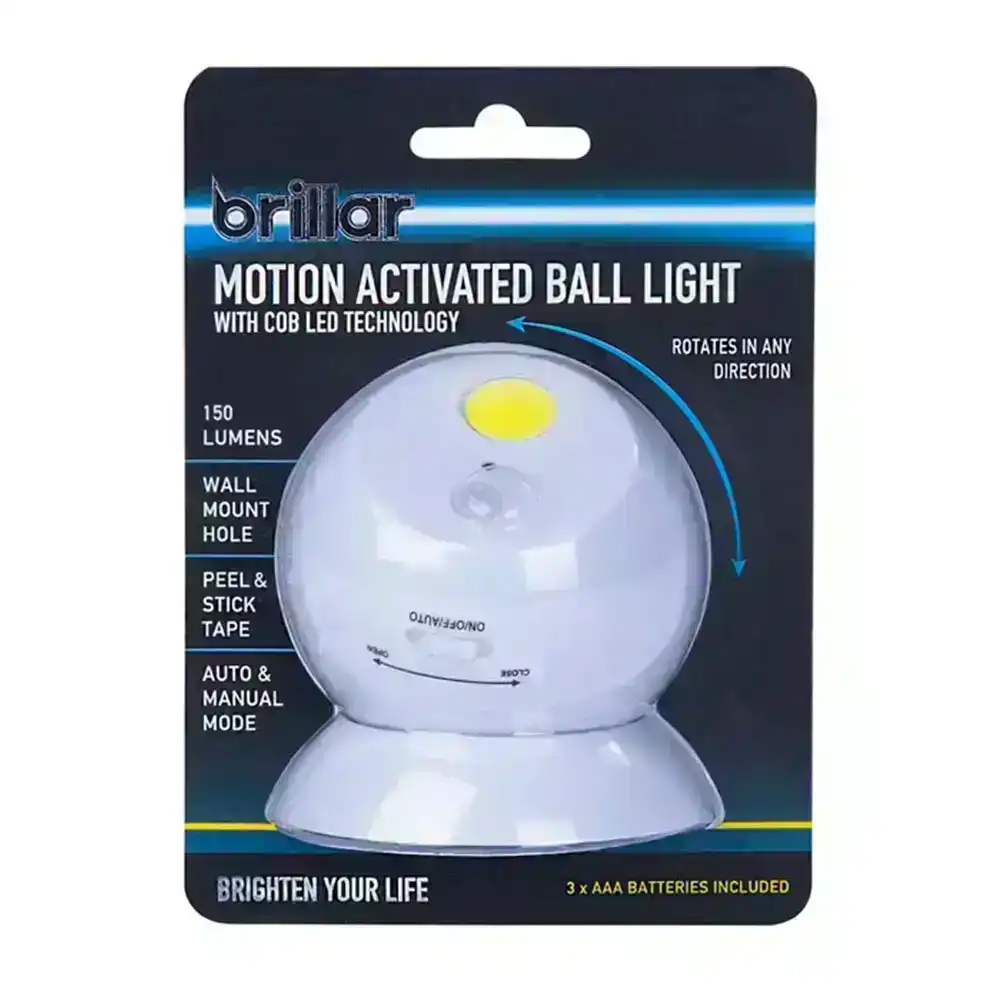 Brillar Motion Activated Battery Wall Mount Ball Light w/ Cob LED Technology