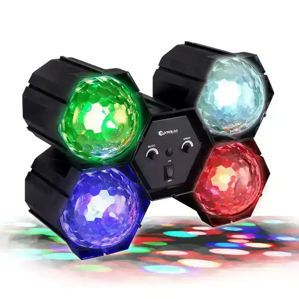 Sansai Linkable RGB White LED Disco Party Light USB 5V w/ Sound Function Black