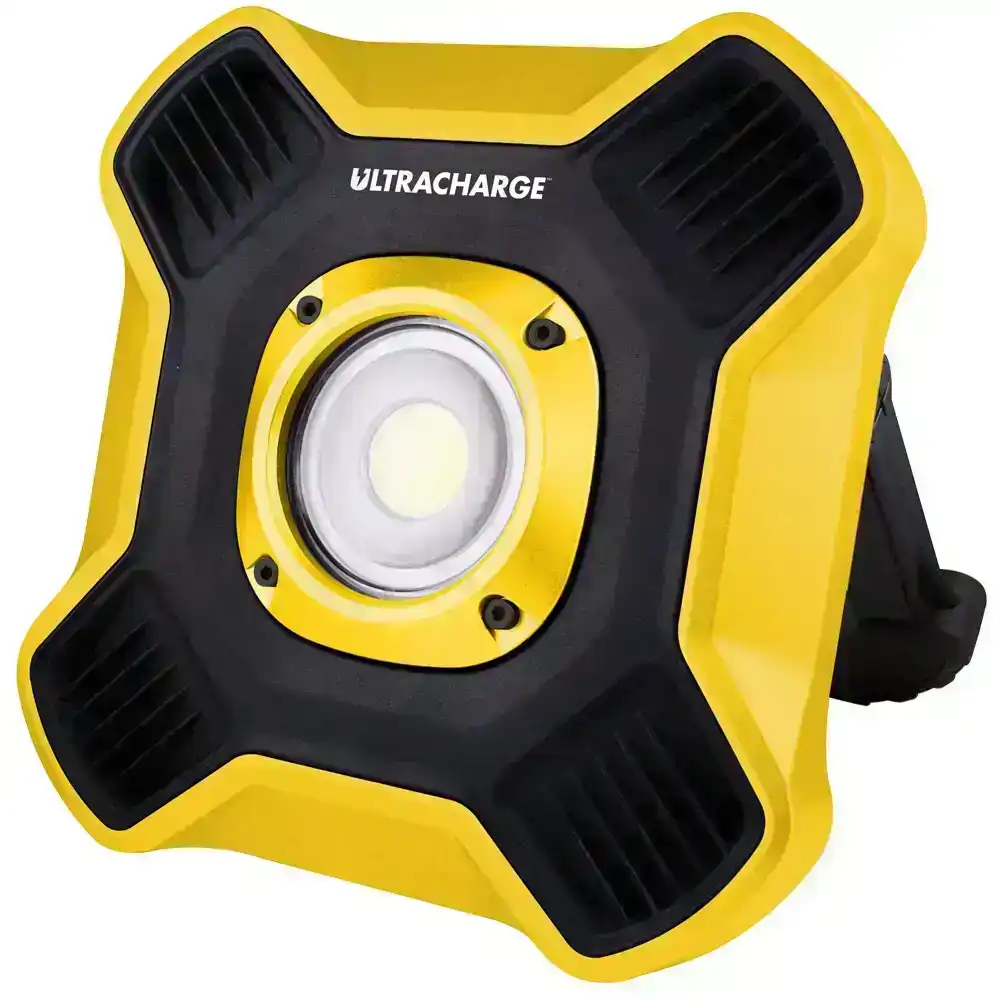 UltraCharge LED Flood Light 40W Rechargeable Worklight 2000lm USB/DC Plug Yellow
