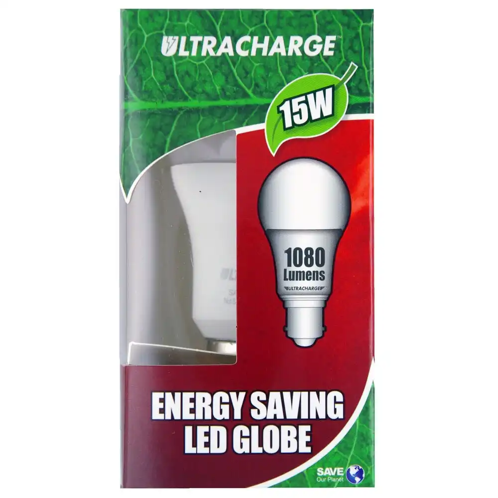 UltraCharge 15W/1080LM LED Globe Bayonet B22 Energy Saving Light Bulb 3000K Warm