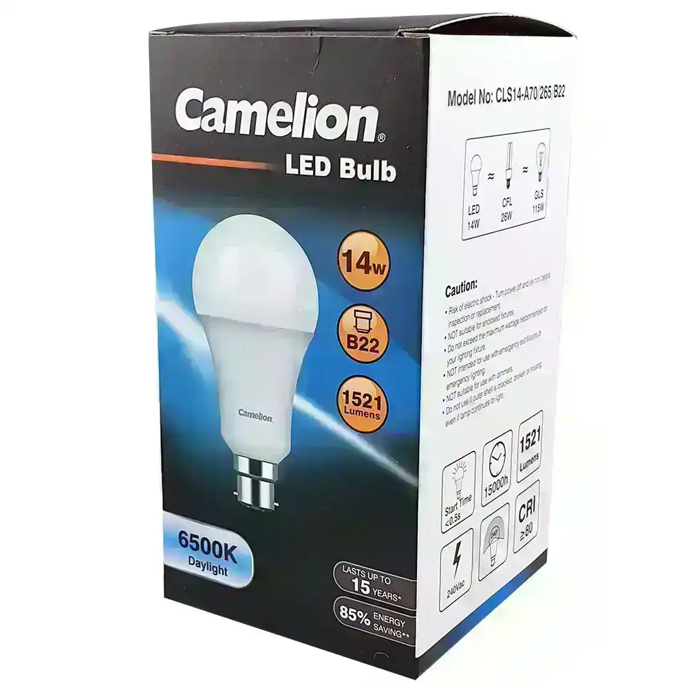 Camelion LED Light Bulb 14W 240V Bayonet 6500K 1521 Lumen Globe Cool Daylight