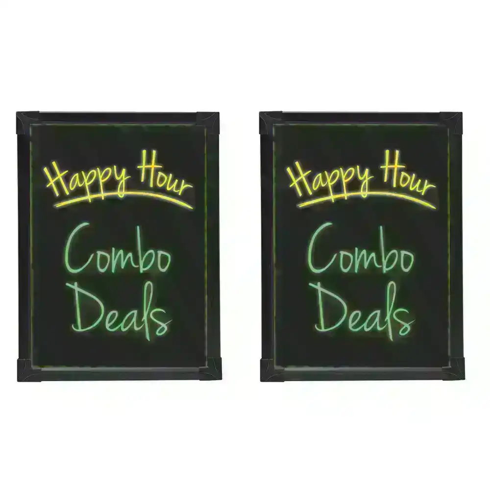 2x Quartet Flashing LED Battery Powered Writing/Message 44cm Board Glass/Sign