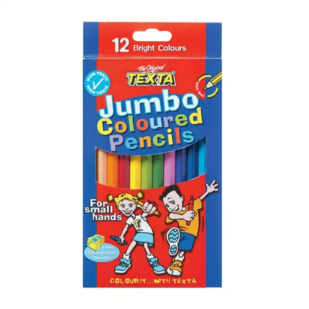 12pc Texta Jumbo Colouring Pencils Art Drawing Coloured Draw Pencil f/ Kids