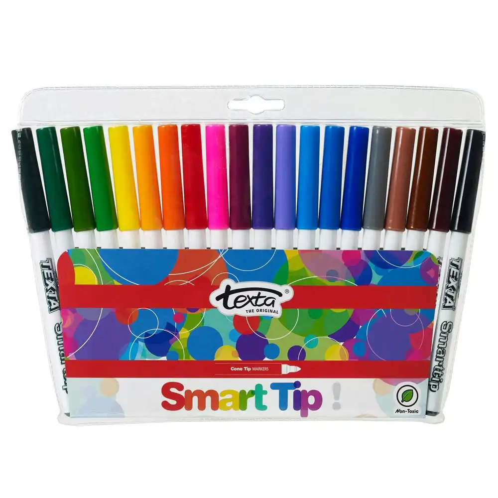 20pc Texta The Original Smart Cone Tip Markers Water Based Kids Drawing Pens