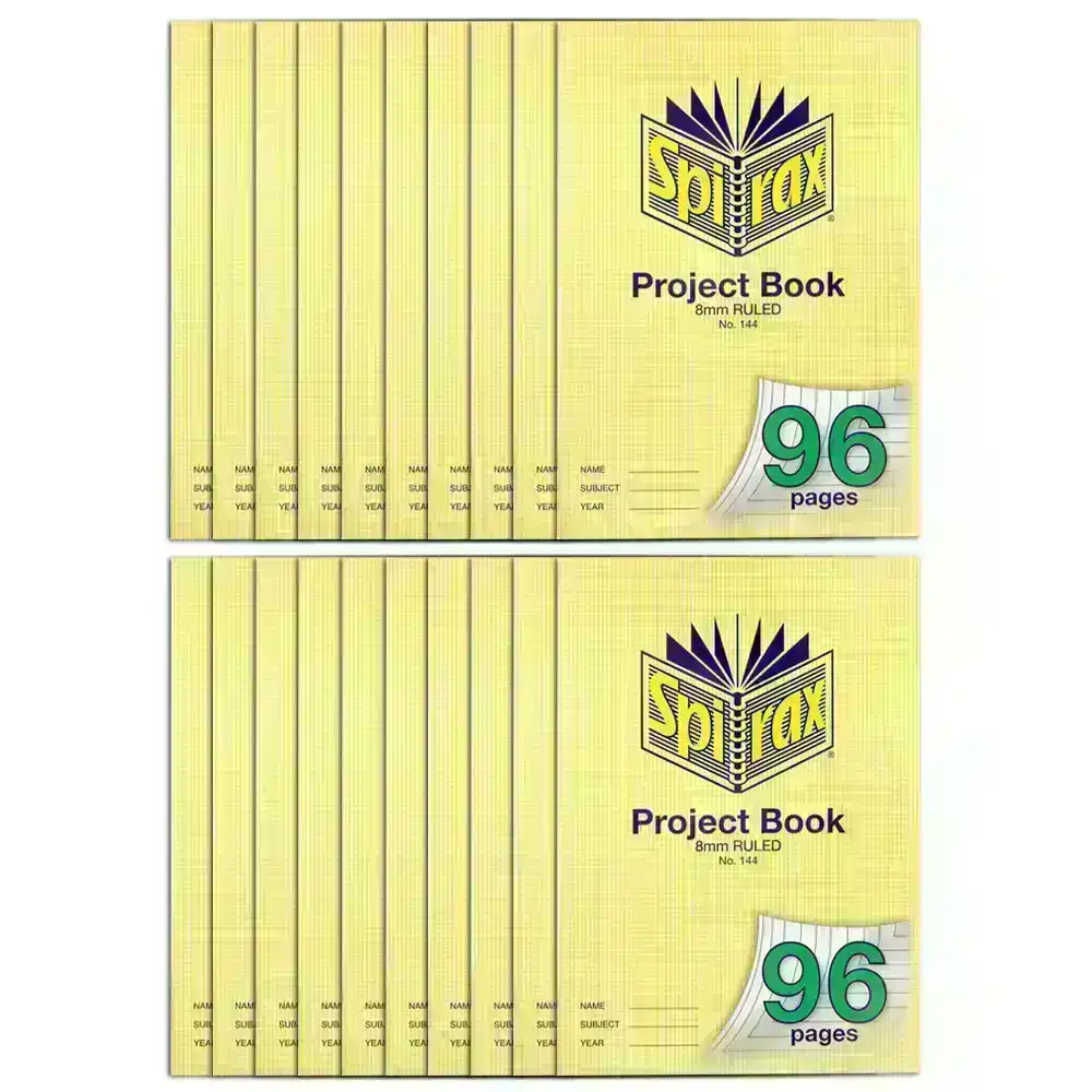 20PK Spirax A4 96 Sheet Pages 8mm Project Book Writing Journal Notebook Paper YL
