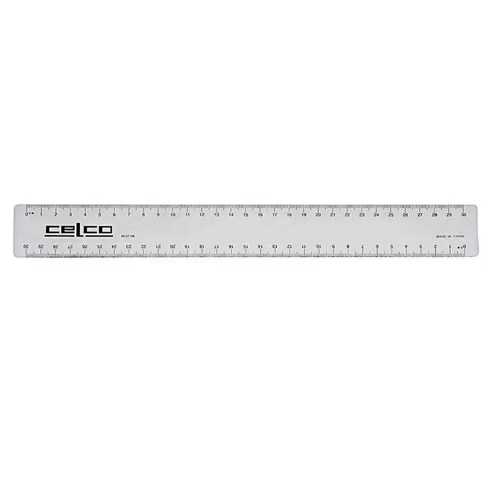Celco 30cm Metric Plastic Ruler School/Office Art/Craft Stationery Drawing Clear