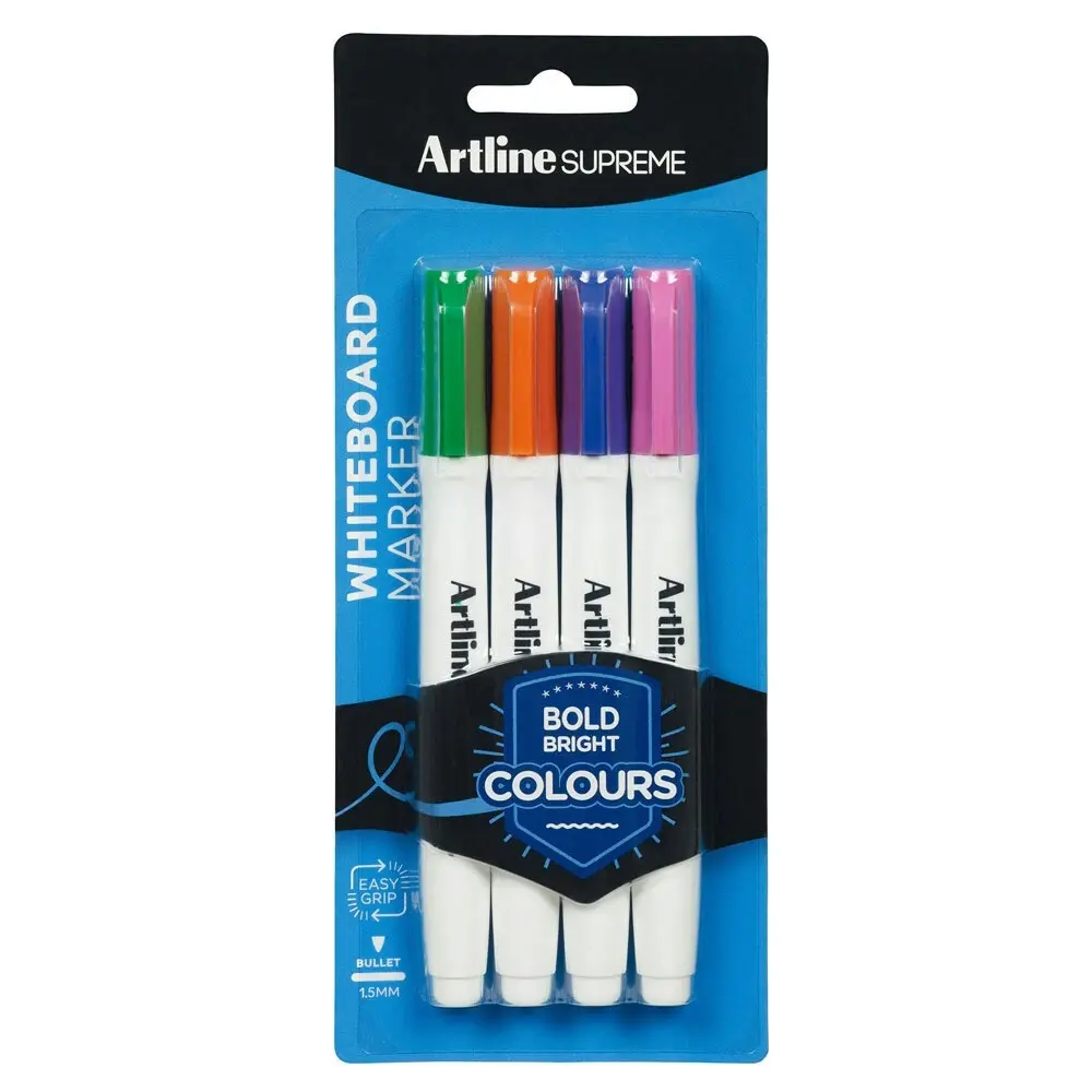 4pc Artline Supreme Whiteboard Markers Water Based Pens Assorted