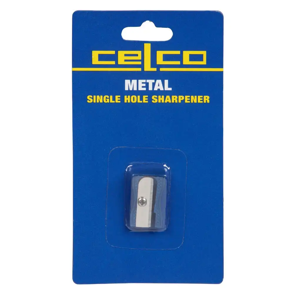 Celco Metal Single Hole Manual Pencil Sharpener School/Office Stationery Blue