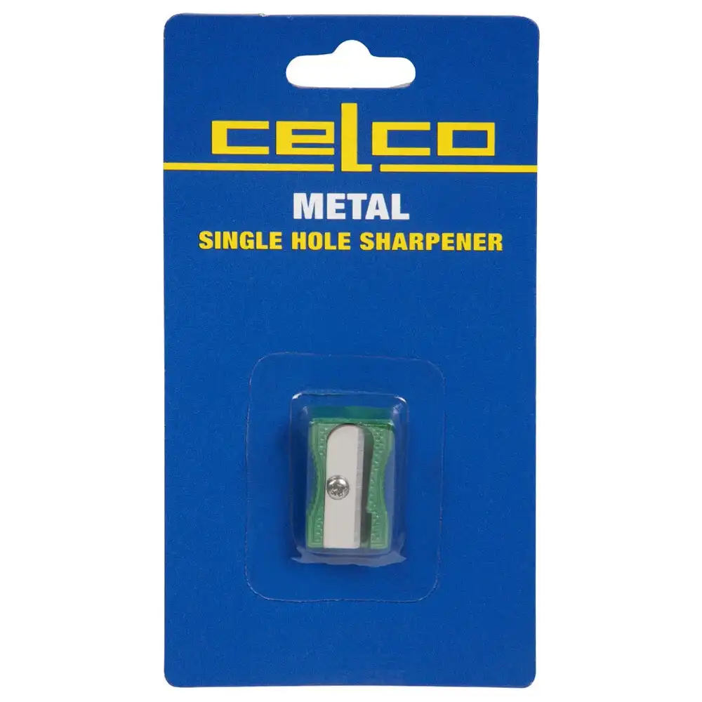 Celco Metal Single Hole Manual Pencil Sharpener School/Office Stationery Green