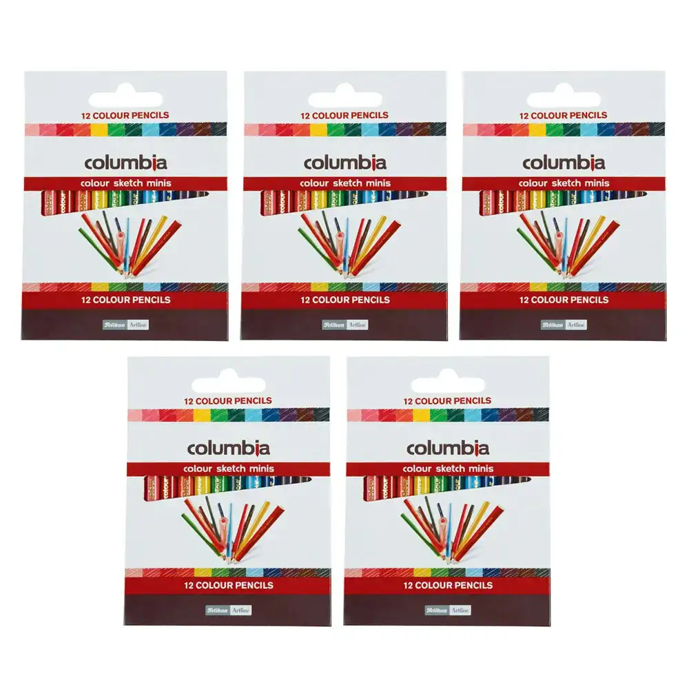 5x 12PK Columbia Colour Sketch Minis Kids Small Art Drawing/Colouring Pencils