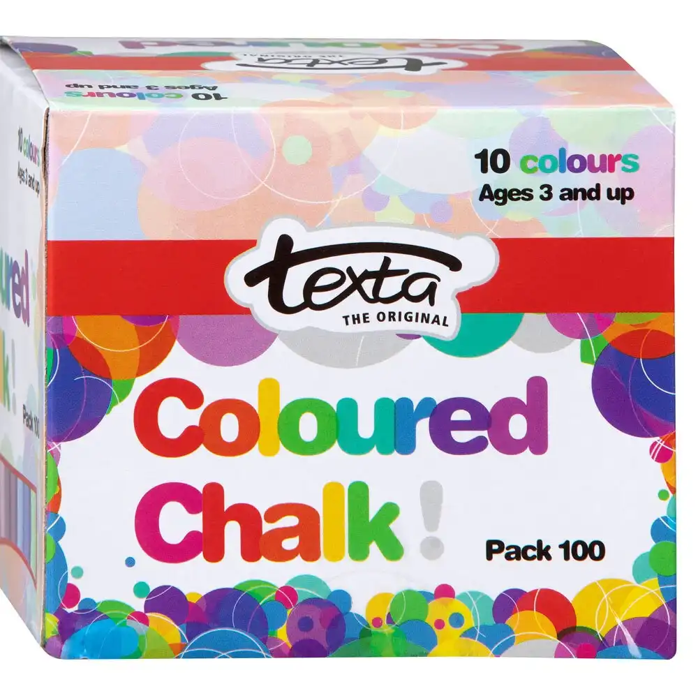 100pc Texta Coloured Chalk Art Drawing Office/School Kids/3y+ for Blackboard