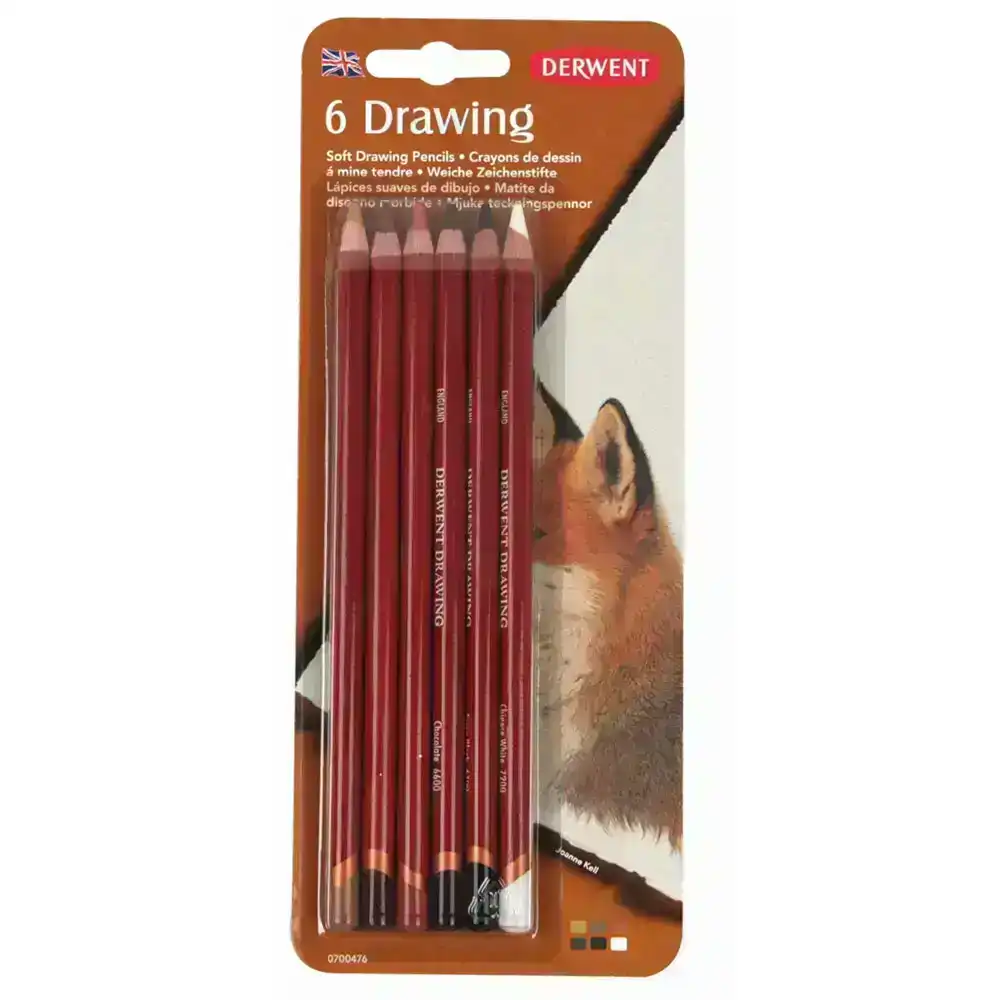 6pc Derwent Academy Soft Drawing Pencils Art/Craft Sketching Colouring Pencil