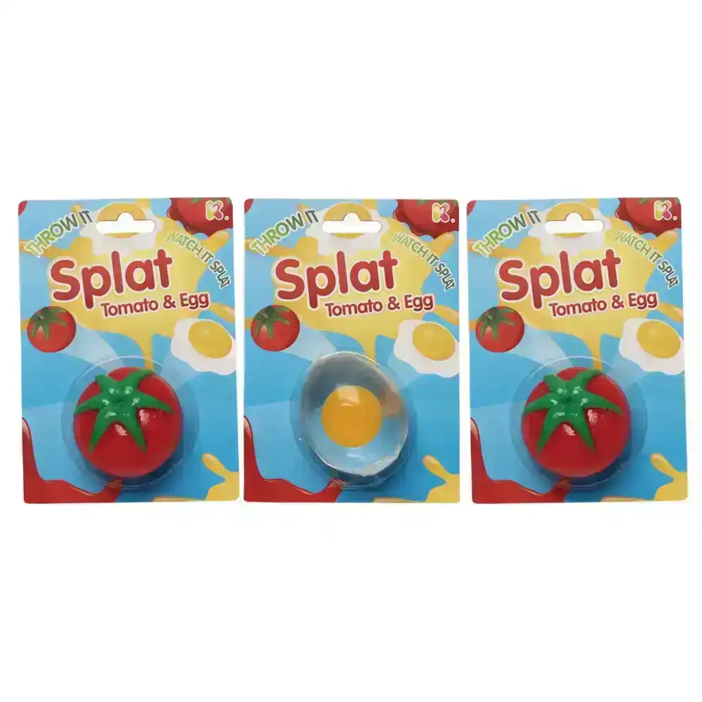 3x Fumfings Novelty Tomato & Egg Splat Ball 15cm Toys Kids/Children 3y+ Assorted