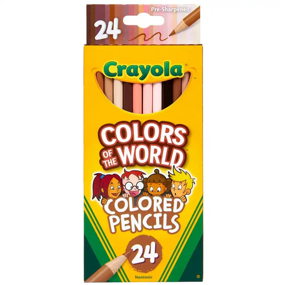 24pc Crayola Colours Of The World Non Toxic Coloured Pencils Arts Craft Kids 3y+