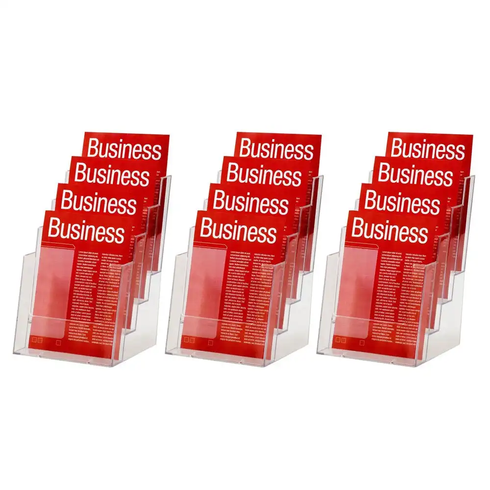 3PK Esselte 4 Tier A5 Brochure Holder Catalogue/Pamphlet/Flyer Display Stand
