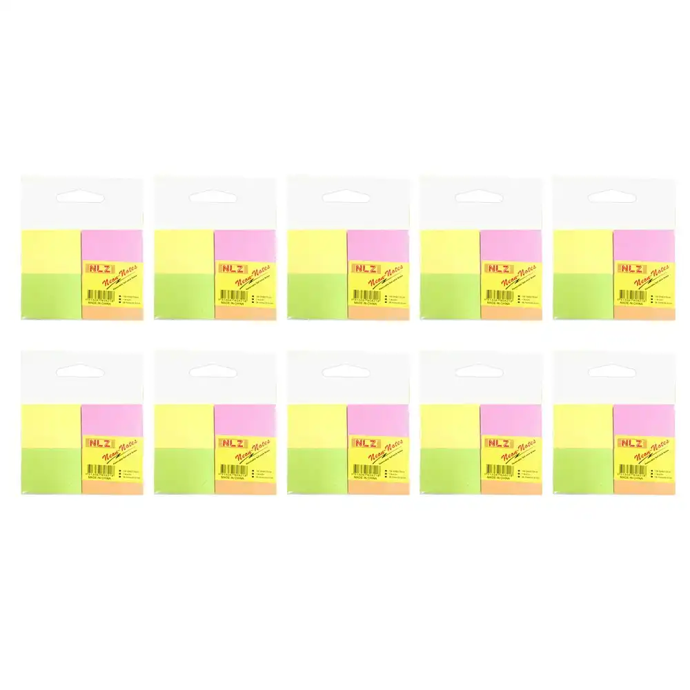 40pc Neon Multicoloured 100 Sheets Self Stick Notes/Adhesive Removable 3.5 x 5cm