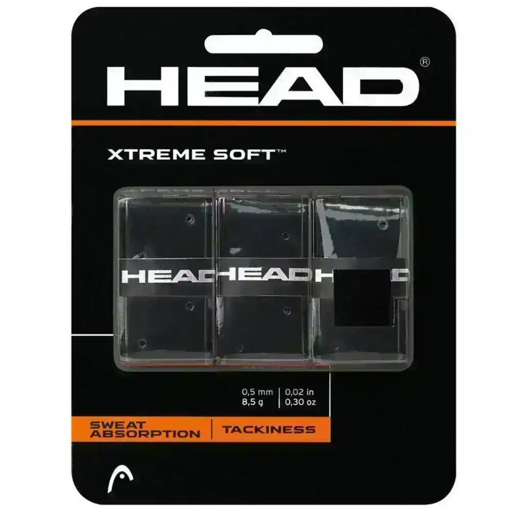 3PK Head XtremeSoft Overgrip Tennis/Squash Racket/Racquet Handle Grip Tape/Black