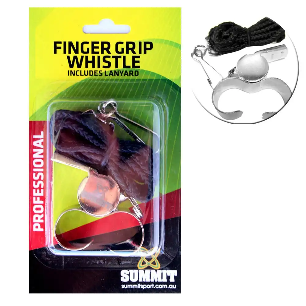 Summit Brass Sports Whistle for Referee/Match/Training w/ Lanyard & Finger Grip