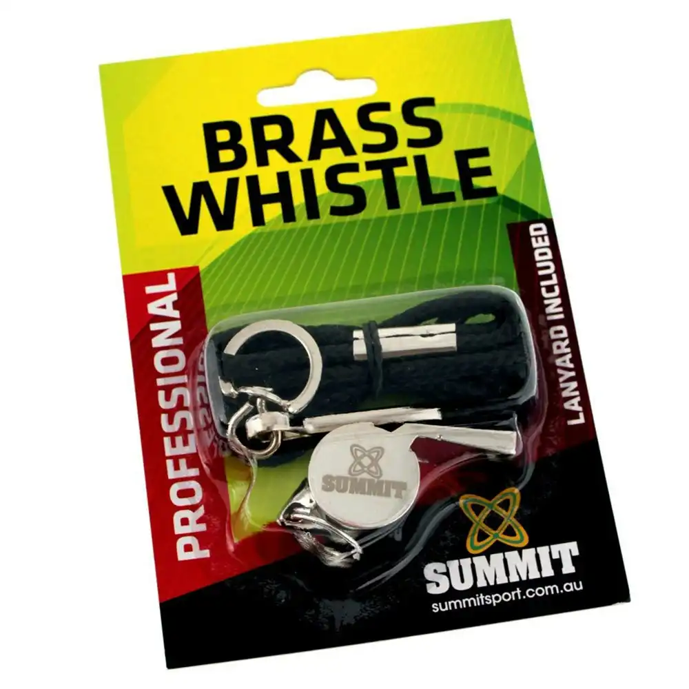 Summit Brass Sports Whistle for Referee/Match/Outdoor/Camping/Training w Lanyard