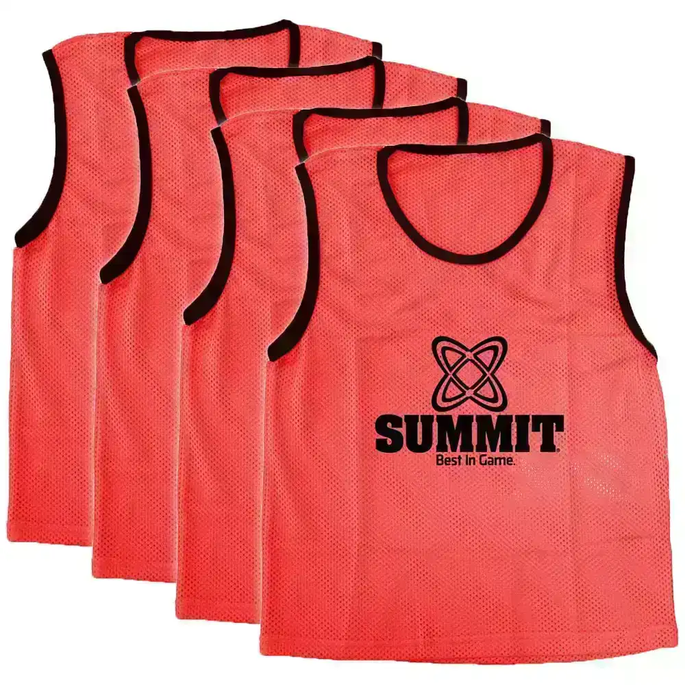 4PK Summit Extra Large Sport/Soccer/Rugby Training Mesh Bibs/T-Shirt Vest Red