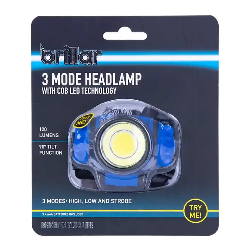 Brillar COB LED 3 Modes Headlamp 120lm Headlight Camping Outdoor Head Light Blue