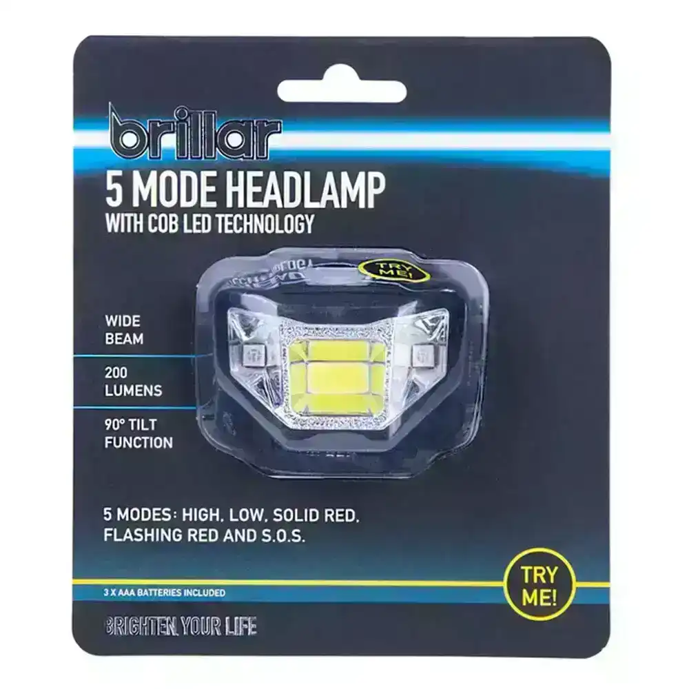 Brillar COB LED 5 Modes Headlamp 200lm Headlight Camping Outdoor Head Light Blue
