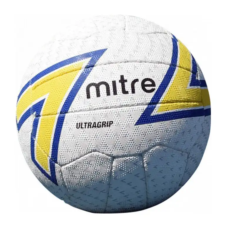 Mitre Ultragrip Netball Ball F18P Sz 5 Match Quality Training/Sport WHT/YEL Game