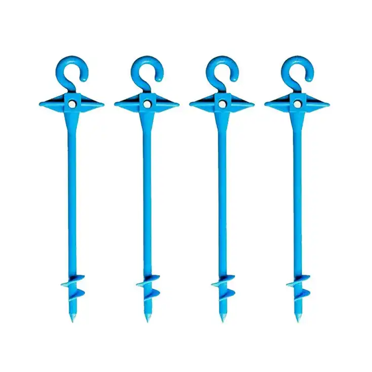 4pc 31cm Bluescrew Ground Anchor Small Campsites/Turf/Soil Tents/Boats/Campers