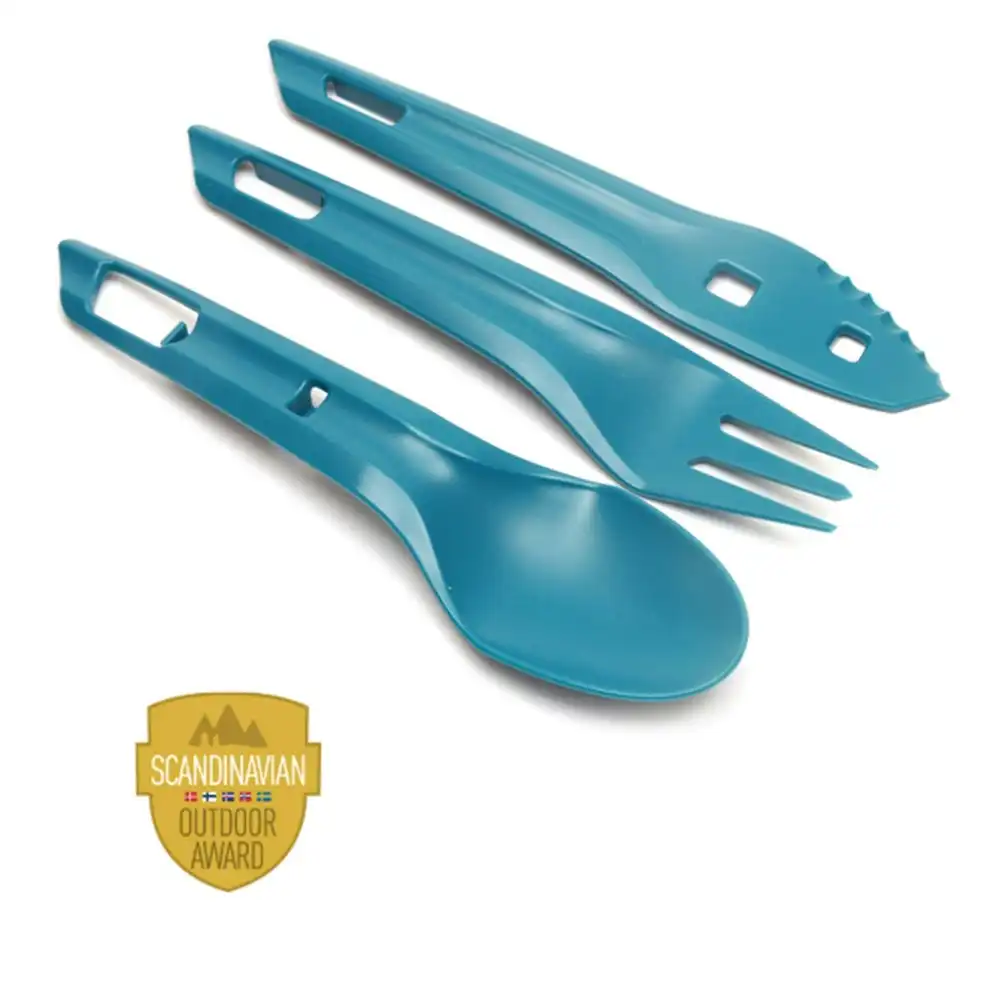 Wildo Ocy Chow Outdoor Cutlery Kit Spoon/Knife/Fork Camping Utensils Azur Blue