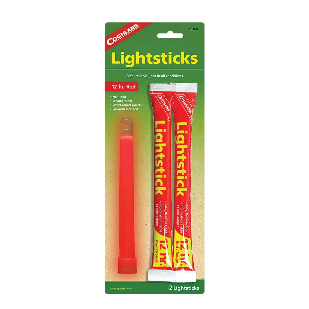 2pc Coghlans Red 12hr Lightsticks/Glow Sticks Camping/Hiking Outdoors Warning