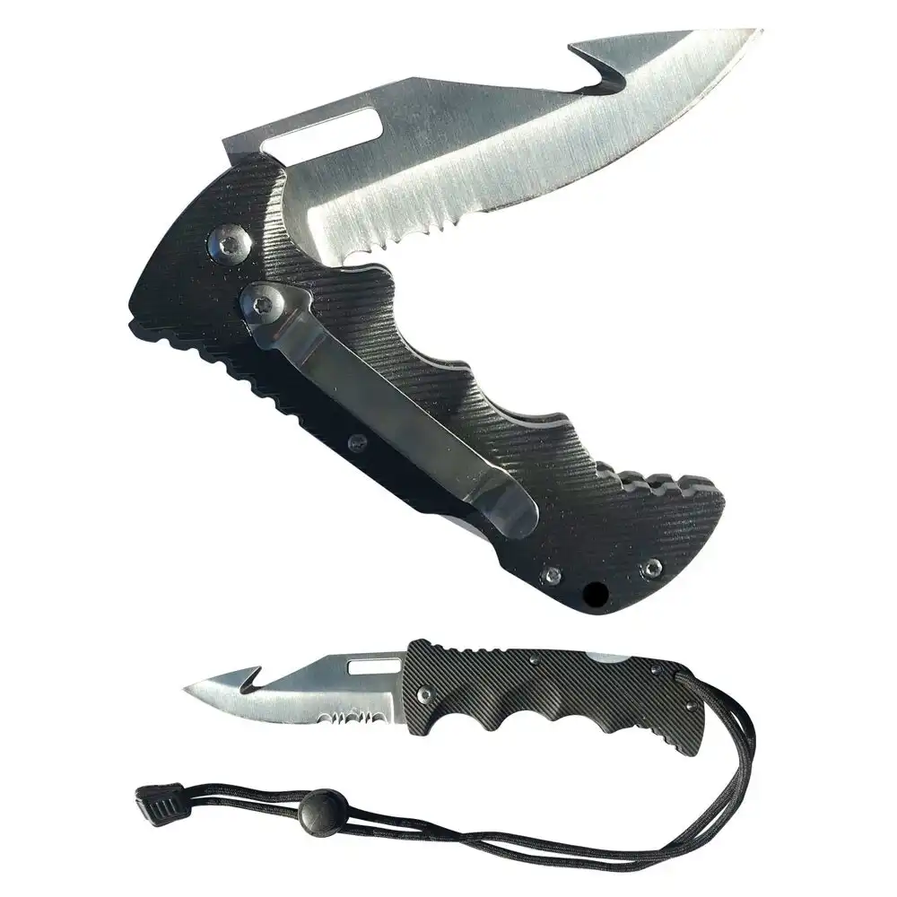 Land & Sea Sports 20cm Stainless Steel Folding Pocket/Camping Blade Knife Black