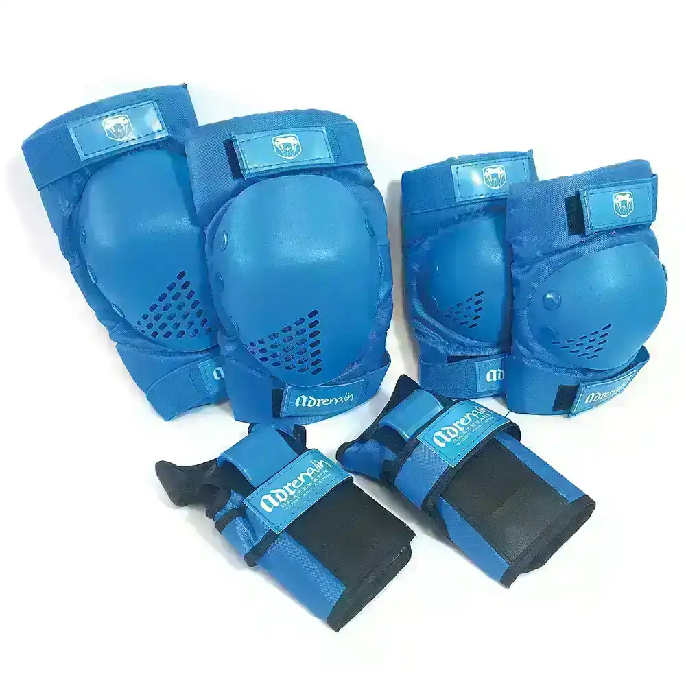 6pc Adrenalin Skateboard & Scooter Knee/Elbow Wrist Protection Set Blue Child S