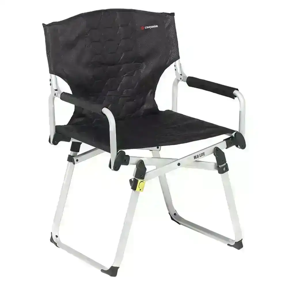 Caribee 90cm Aluminium Folding Directors Chair Black Outdoor/Camping Furniture