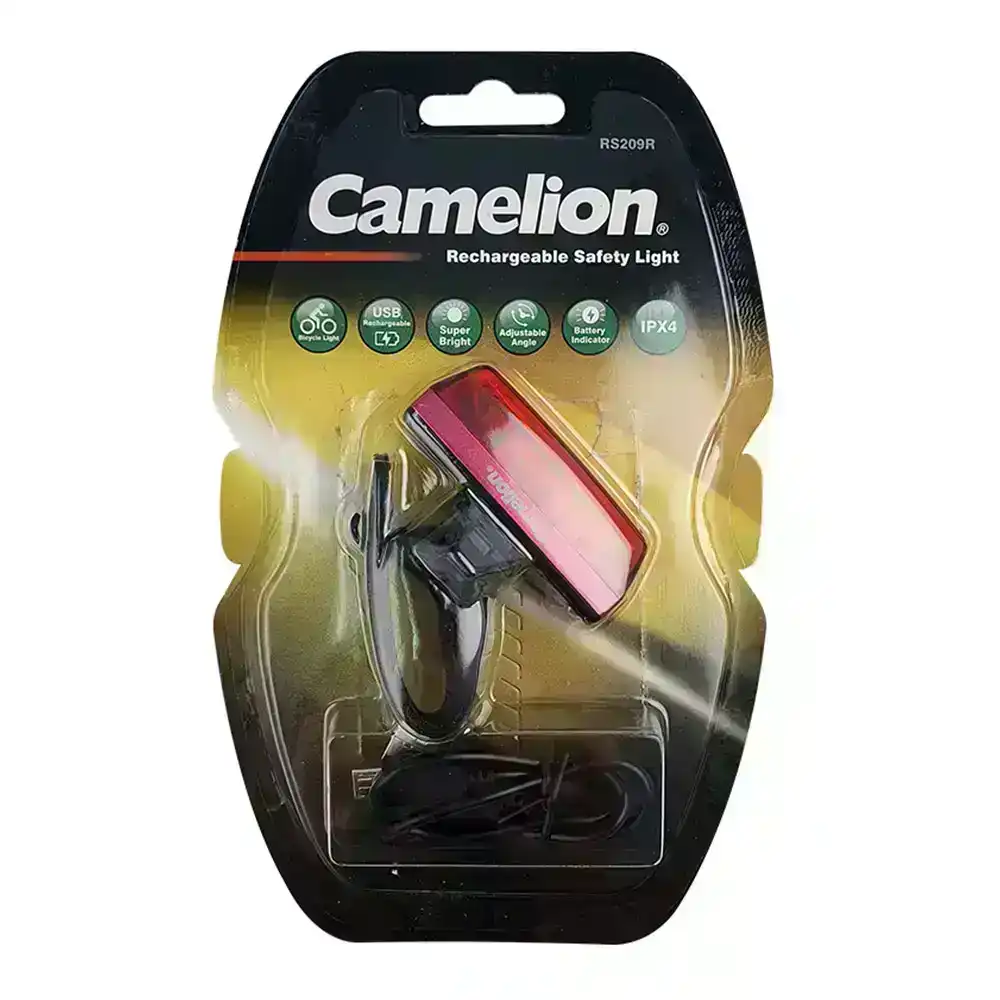 Camelion 6cm Rechargeable Safety Rear Bike Tail Light 1W LED Bicycle Lamp Red