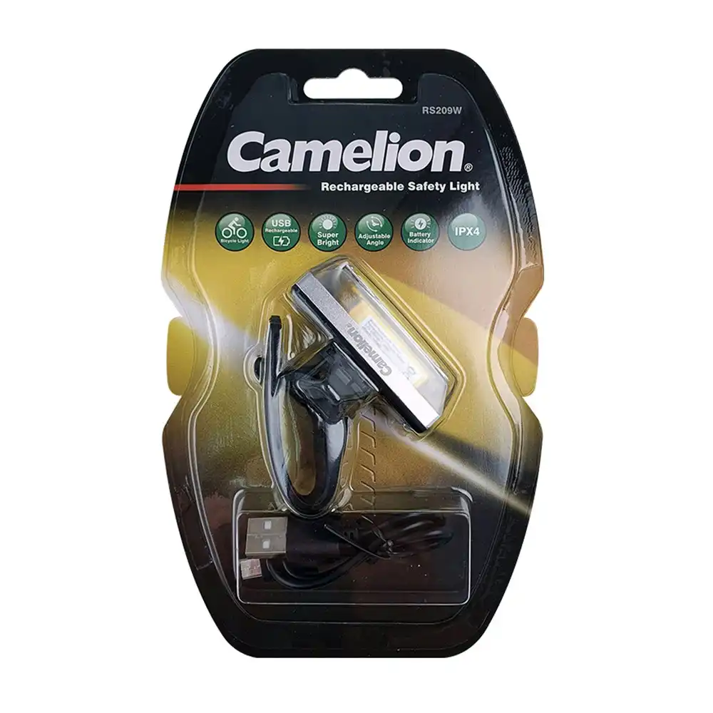 Camelion 6cm Rechargeable Safety Front Bike Light 1.5W LED Bicycle Headlight WH