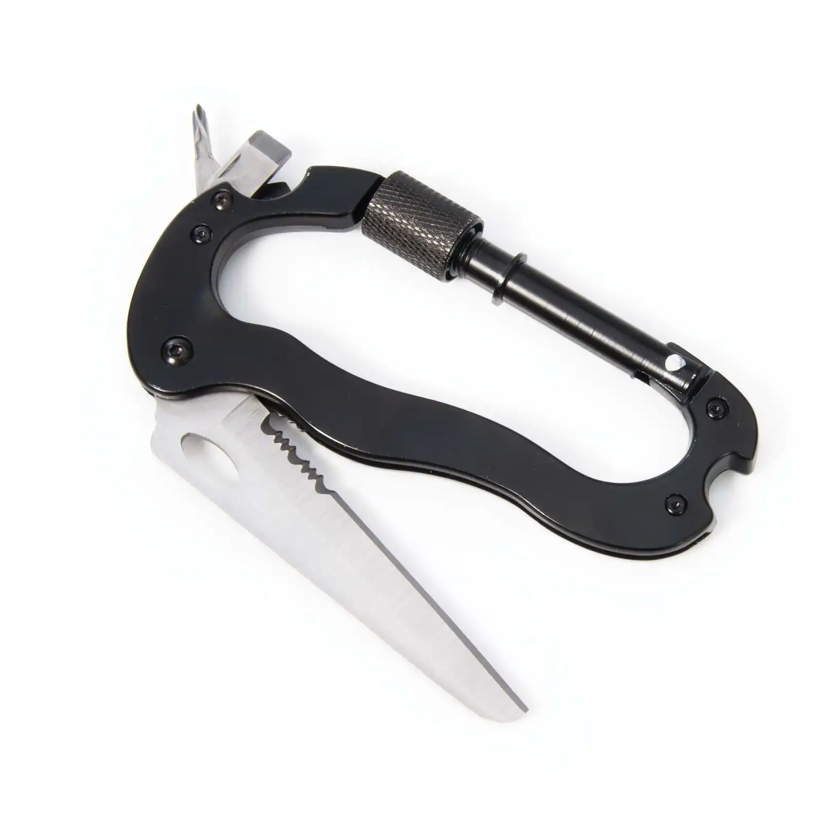 IS Gift 5-in-1 Carabiner Multi-Tool Philips Screwdriver/Bottle Opener/Knife BLK
