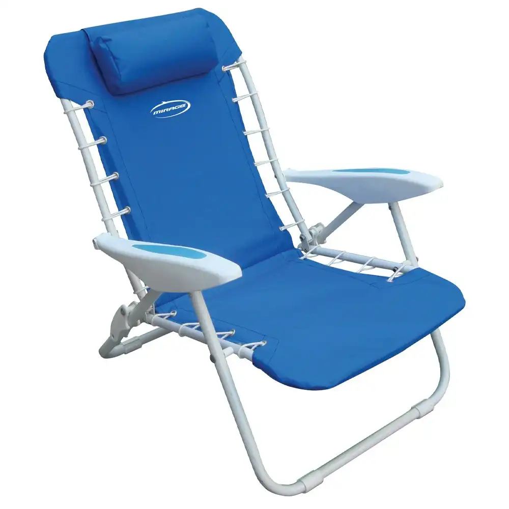 Mirage Deluxe 76cm Beach Chair Seat Outdoor Portable Camping Stool Blue/White