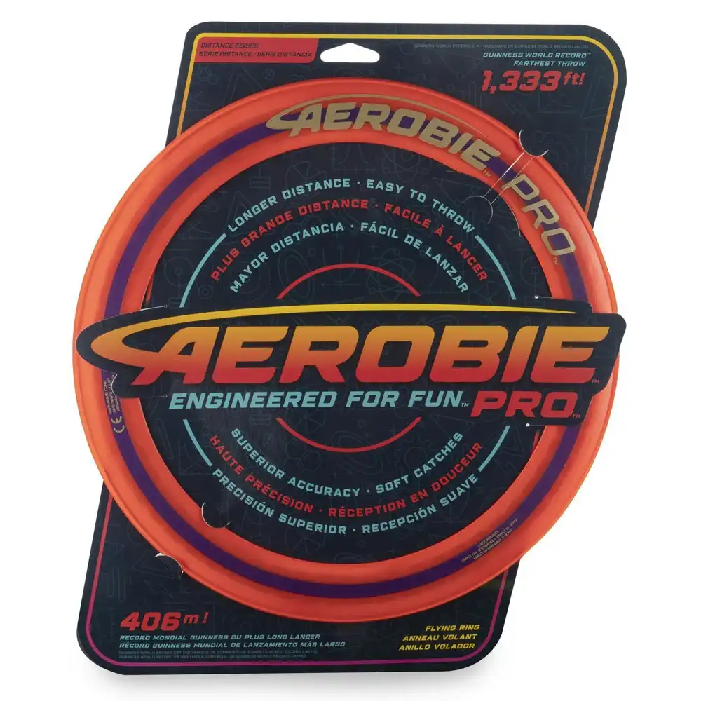 Aerobie Pro 33cm Flying Ring Frisbee Outdoor Fun Play Beach Toy Red 12y+