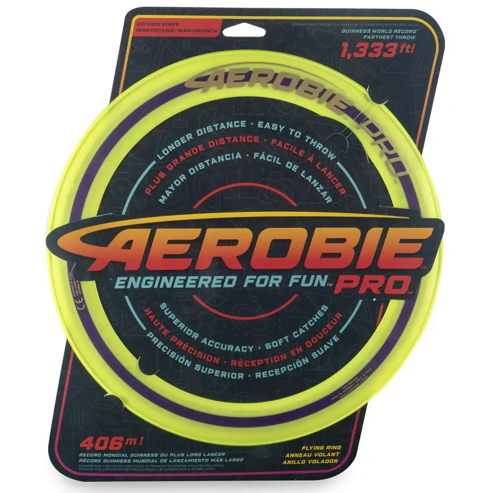 Aerobie Pro 33cm Flying Ring Frisbee Outdoor Fun Play Beach Toy Green 7y+