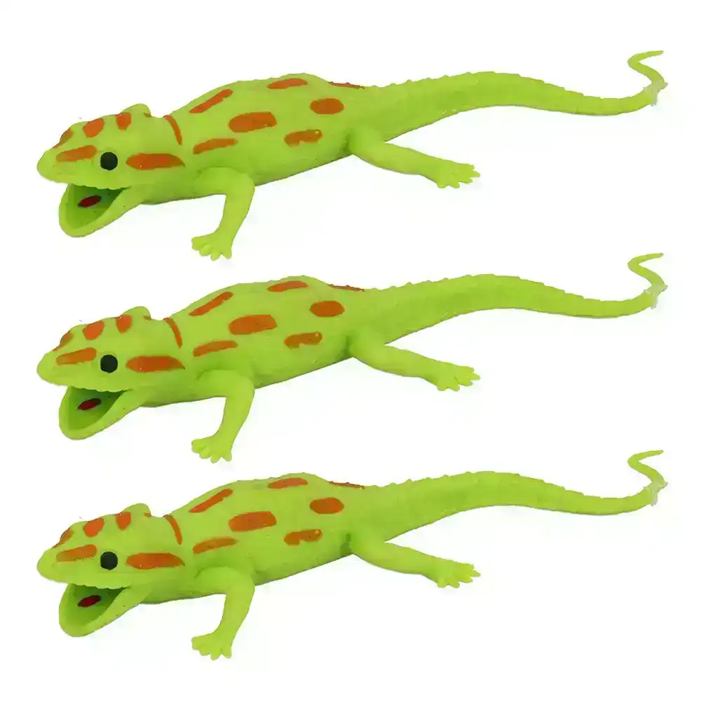 3x Fumfings Animal Stretchy Beanie 20cm Gecko Prank Trick 3y+ Child/Kids Green