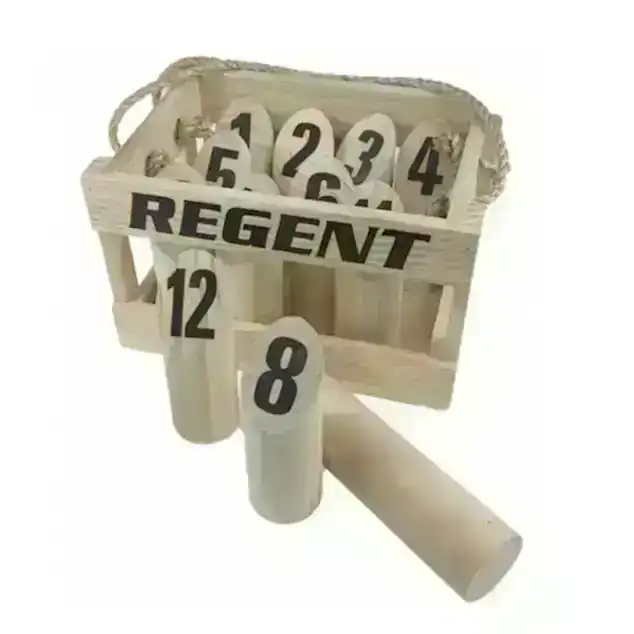 Regent Number Toss Kubb Game Educational Outdoor Fun Toy w/ Wooden Carry Case