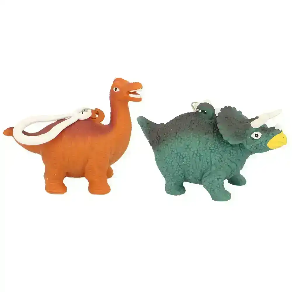 2x Fumfings Novelty Squeezy Dino Keyrings 6cm Squeeze Toy Kids/Children 3y+ Asst