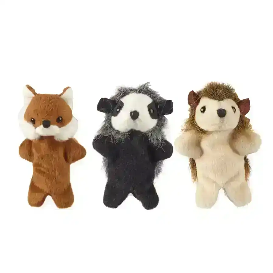 3x Living Nature Wildlife Finger Puppets 10cm Soft Collectible Toys Kids Assort