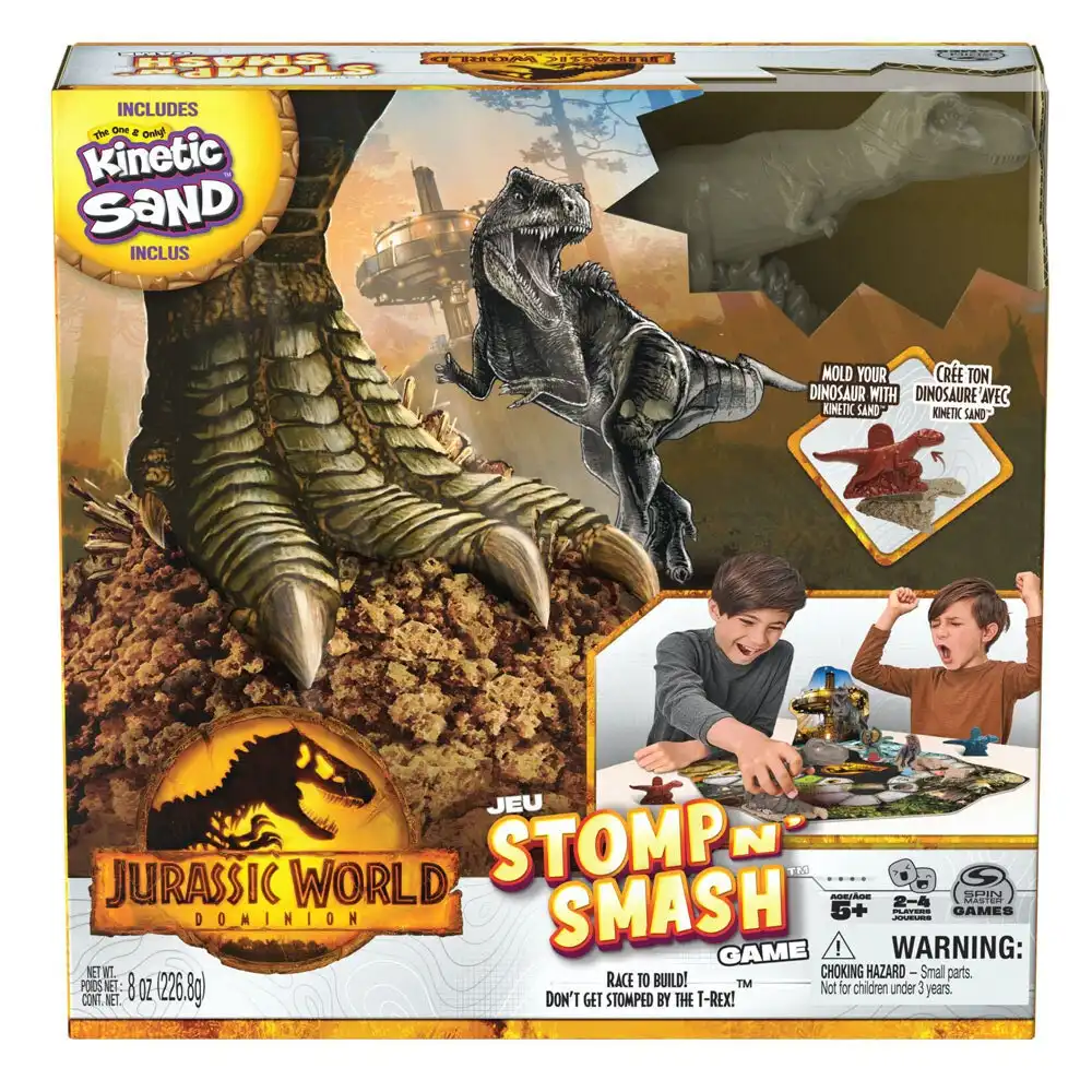 Jurassic World Character Stomp N Smash Kids/Adult Board Game w/Kinetic Sand 5+