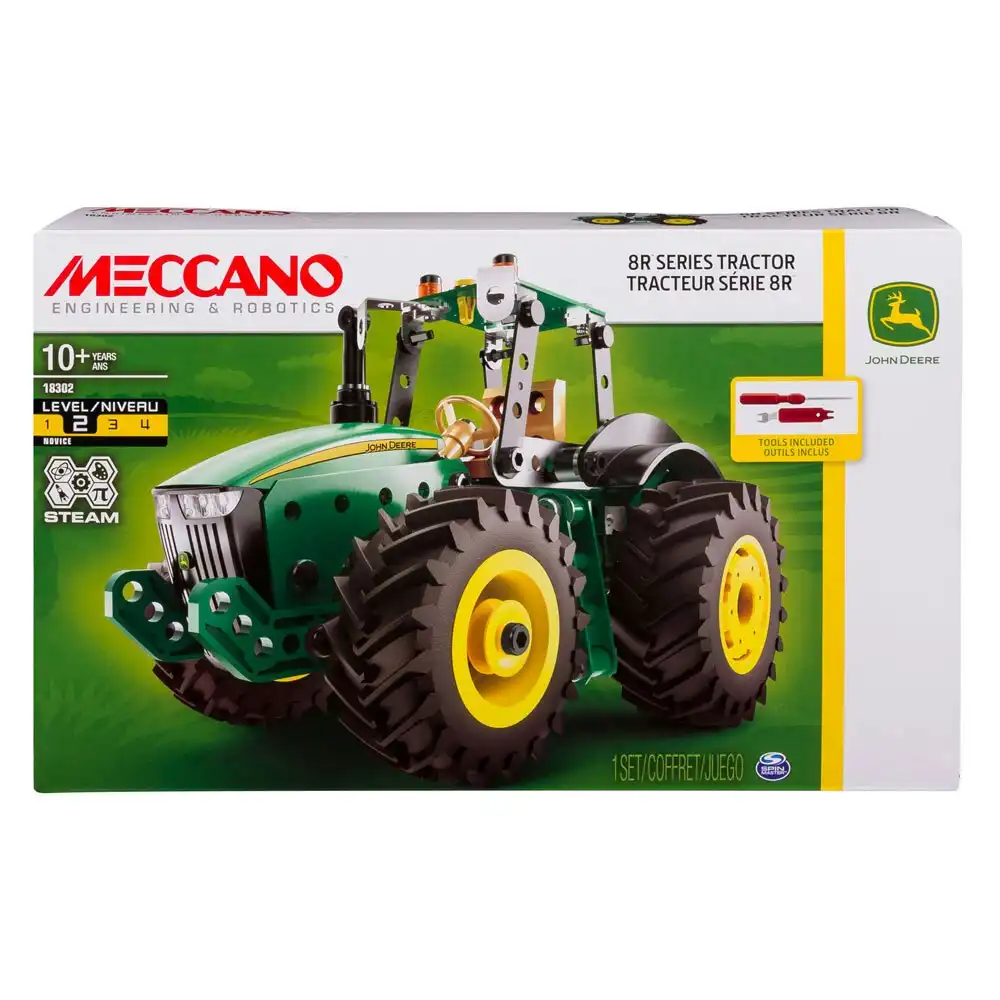 Meccano John Deere 8R Series Tractor Kids Vehicle Toy STEM Building Kit 10y+