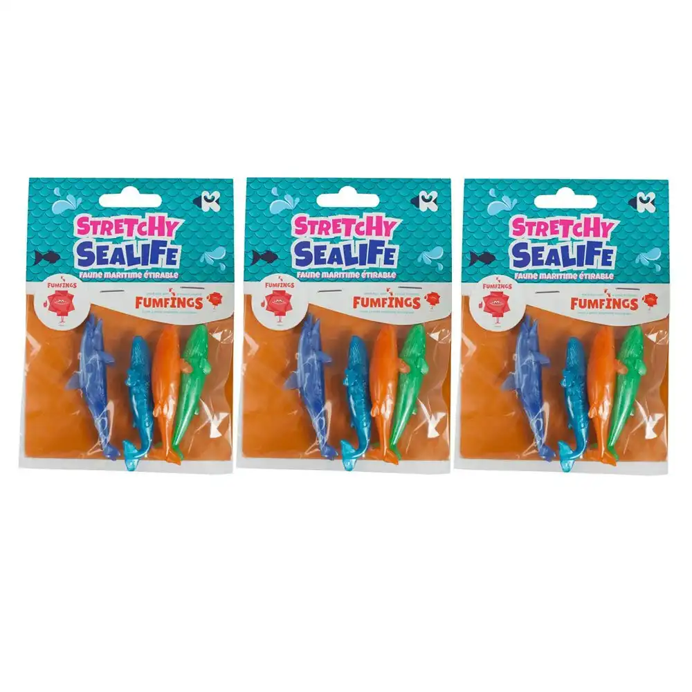 3x Fumfings Animal Mini Stretchy Sealife 15cm Animal Figures 3y+ Kids/Children