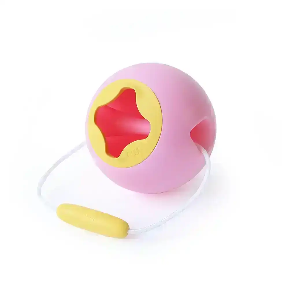 Quut 16cm Mini Ballo Beach Toys Water Bucket for Kids Sweet Pink/Yellow Stone