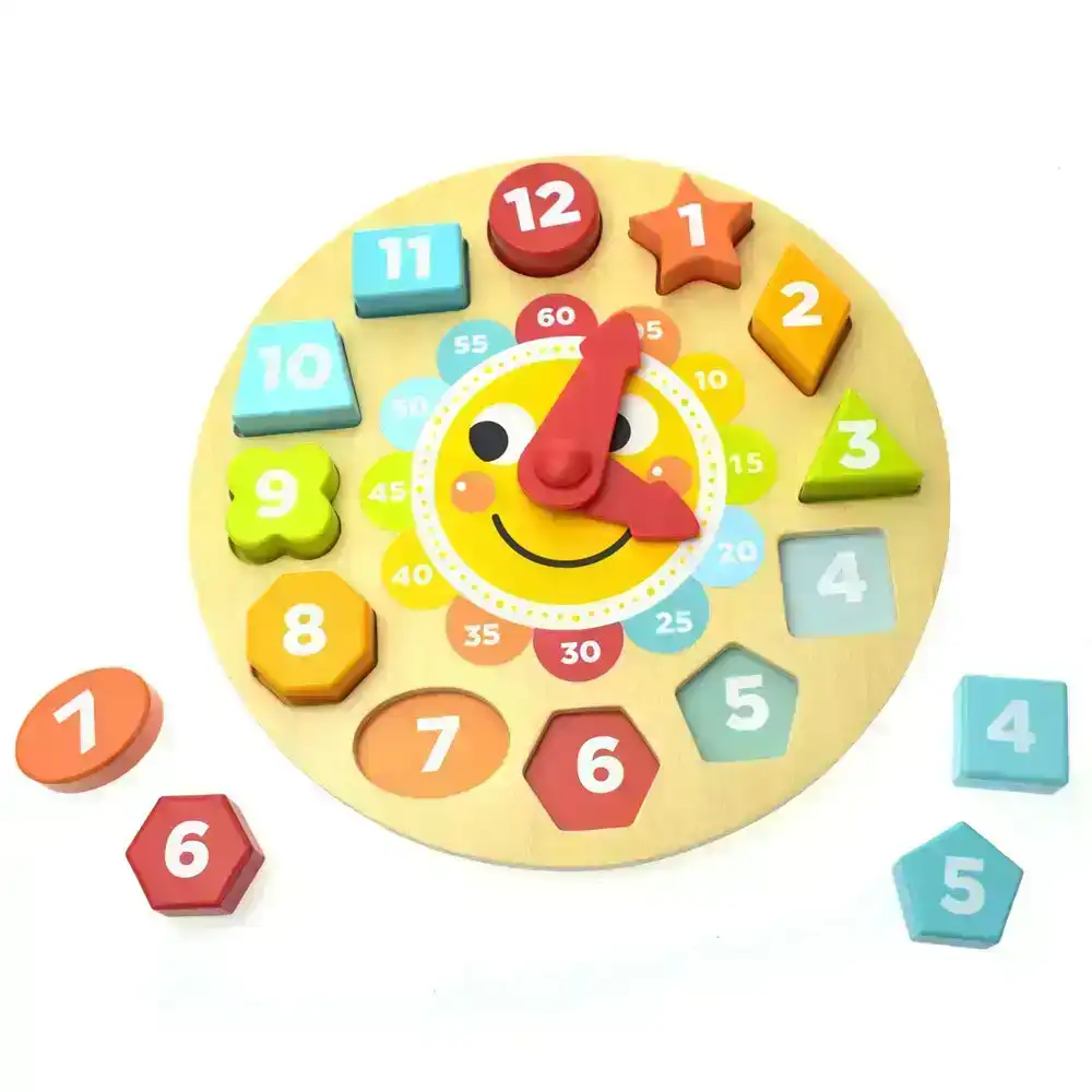 13pc Tooky Toy Wooden Clock Puzzle Fun Educational/Learning 3y+ Kids/Toddler